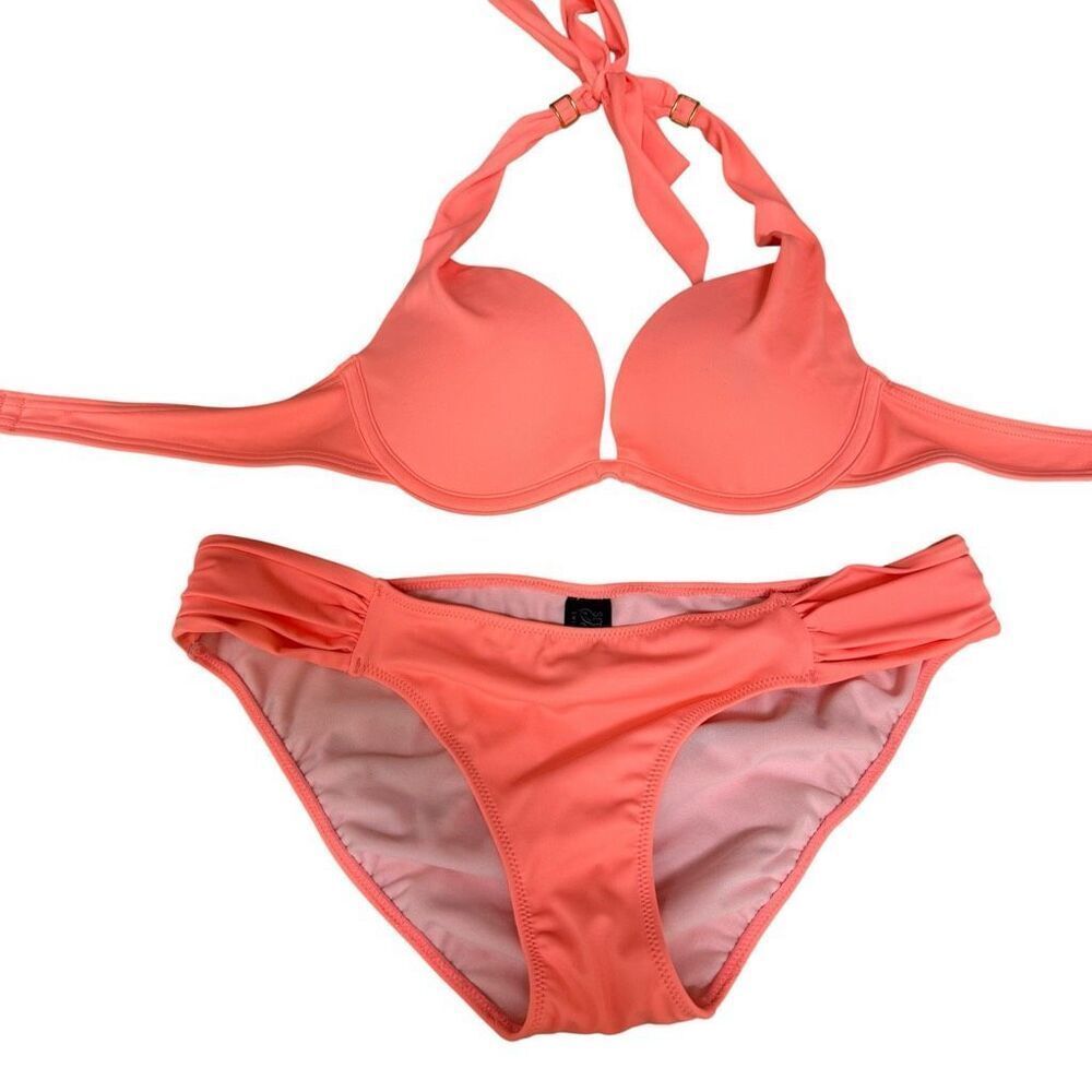Smart & Sexy Swim bikini in "Peach Luster"push up bra ruched bottom size S